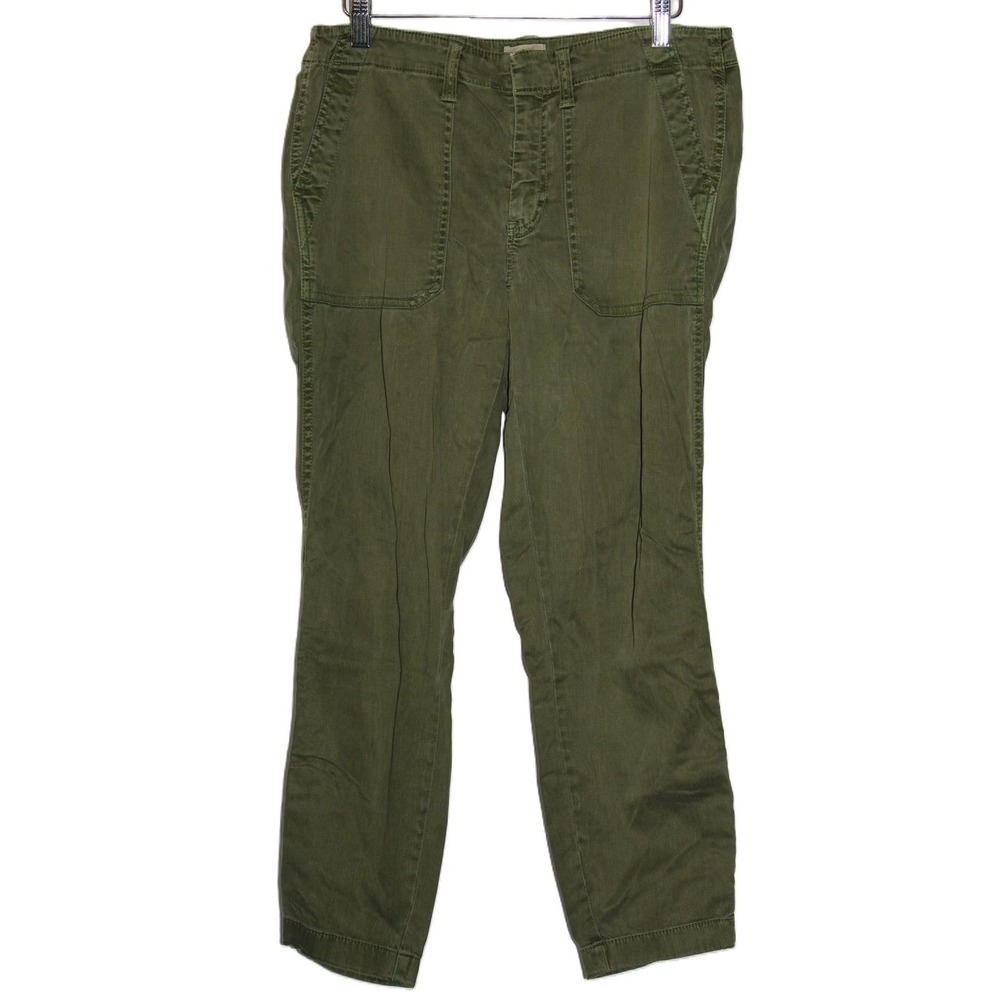 Womens J. Crew F9641 Army Green Cotton Ankle Zip Boyfriend Chino Pants Size 29P